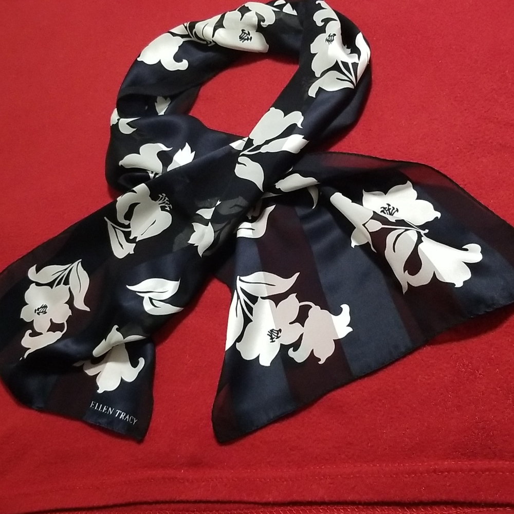 ALLEN TRACY 100% SILK SCARF - Picture 3 of 14